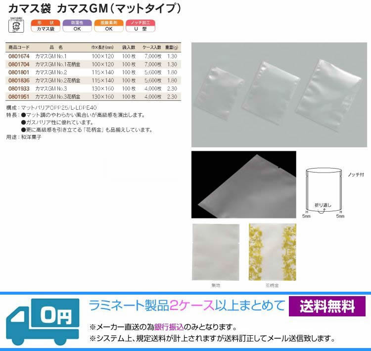 福助工業 福助工業 カマス袋 カマスGT (透明タイプ) No.2洋柄ピンク